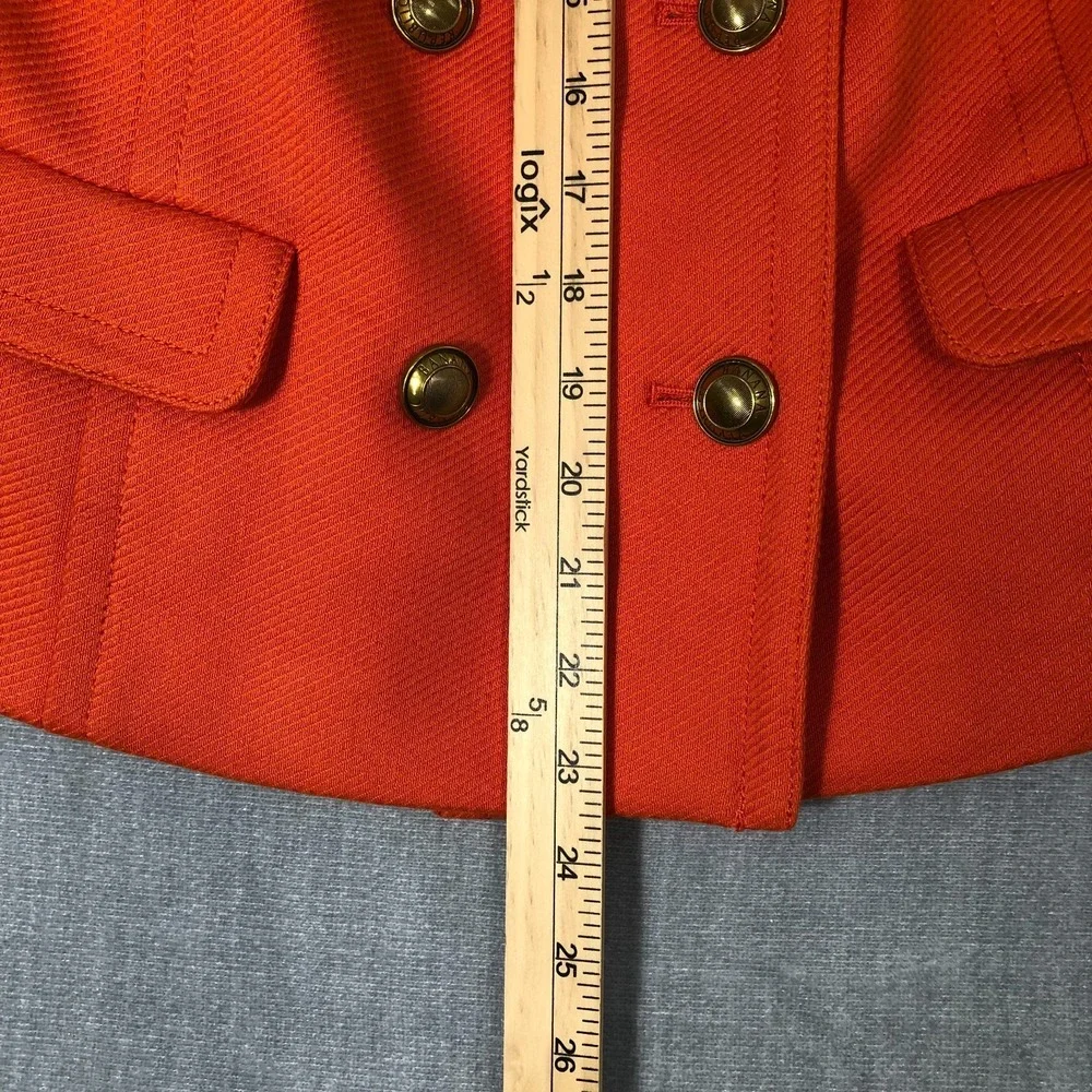 Banana Republic Jacket Women Small Orange Double Breasted Pea Coat Gold Buttons